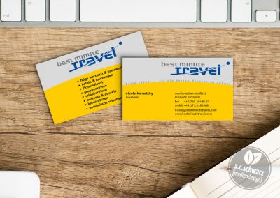 Visitenkarten für Bestminute-Travel | Vorder- und Rückseite