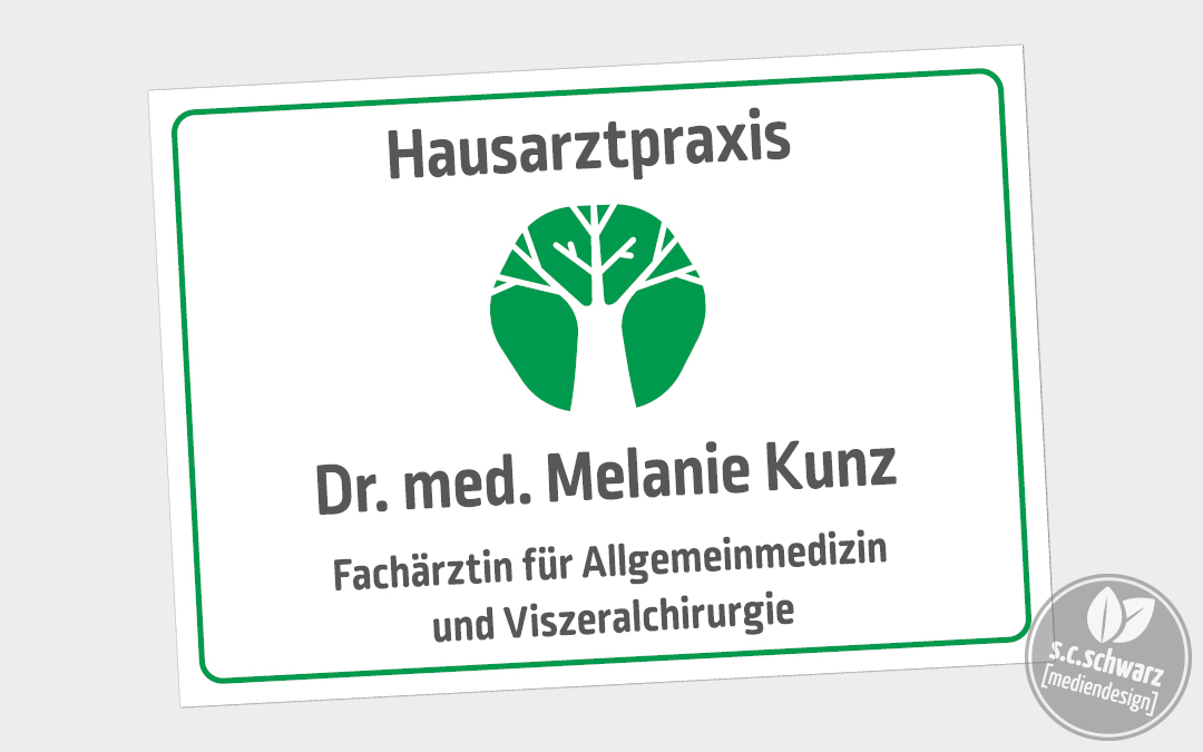 Praxisschild für Dr. med. Melanie Kunz