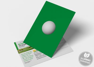 Postkarte für den Golfclub Bruchsal | Vorderseite mit 2-facher Veredelung