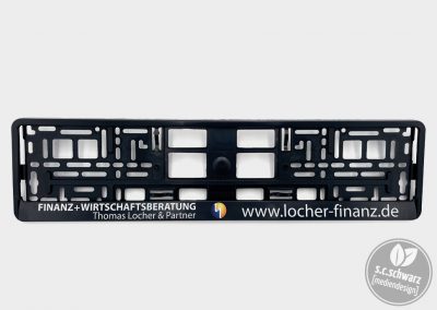 Kfz-Kennzeichenhalterung für die FINANZ+WIRTSCHAFTSBERATUNG Thomas Locher & Partner